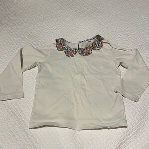 Mini Boden Floral Collar Long Sleeve Shirt